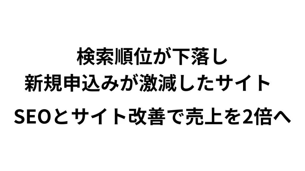 検索順位が下落し、新規申込みが激減したファッション系サイト → SEOとサイト改善で売上を2倍へ