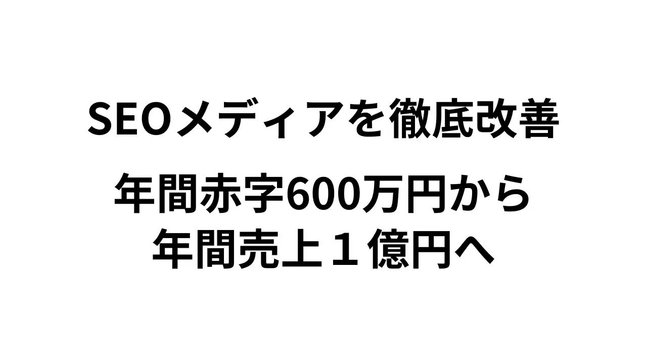 事例.赤字のSEOメディアを徹底改善。年間赤字500万→年間売上1億円へアップ
